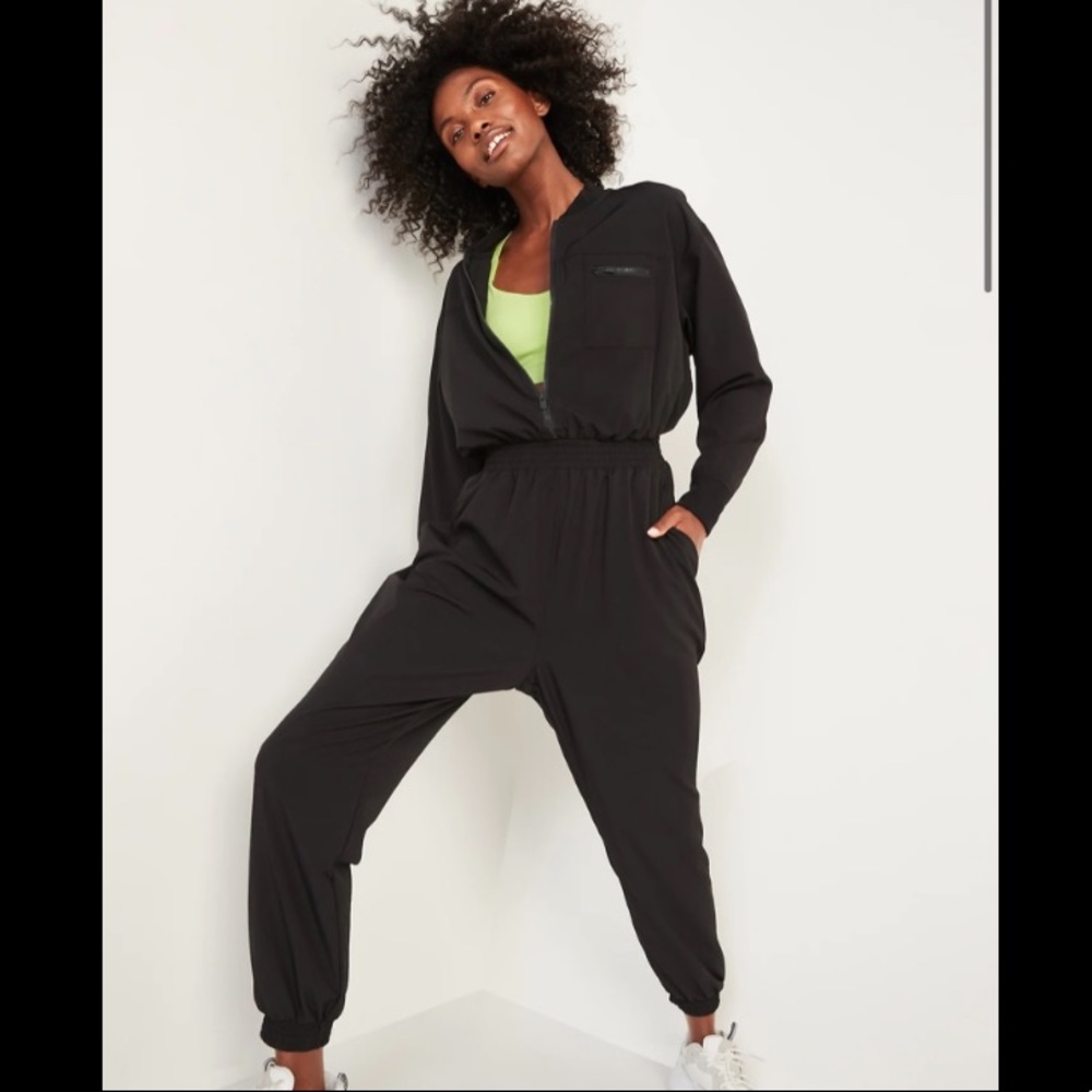 StretchTech Cropped Zip Bomber Jumpsuit